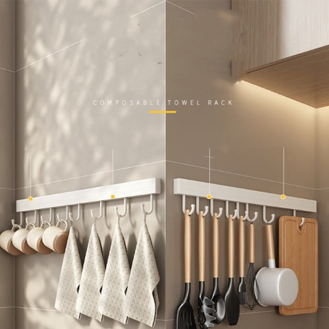 Wall Mounted Kitchen Hook Rack - Foodies Kitchenware