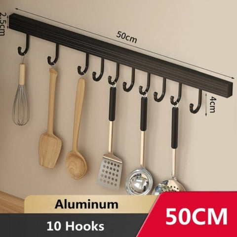 Wall Mounted Kitchen Hook Rack - Foodies Kitchenware